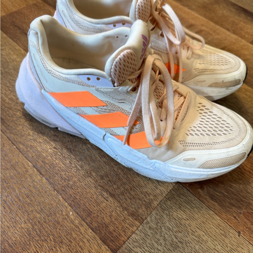 Adidas Cream and Orange Athletic Shoes with Breathable Mesh